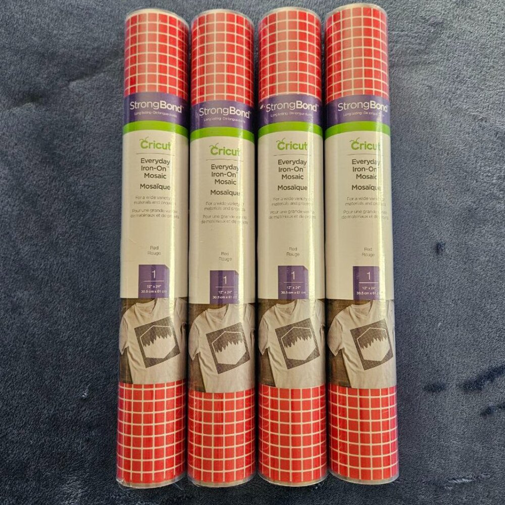 Set of 4 Rolls - Cricut Strong Bond Everyday Iron-On Mosaic‎ in Red